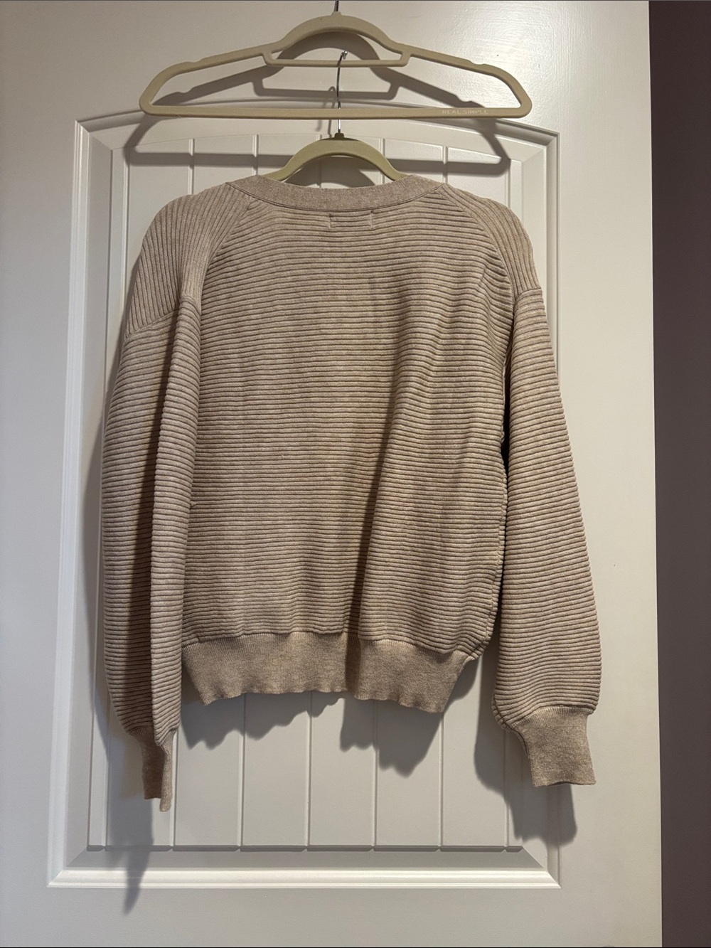 Cozy Ribbed Button-Front Cardigan - Beige - Picture 2 of 2